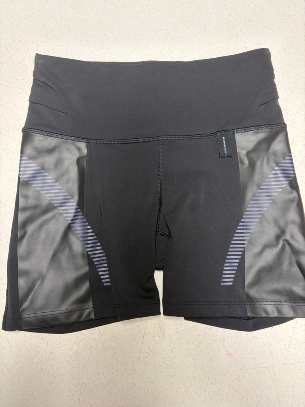Athleta Black High-Waist Bike Shorts with Reflective Accent